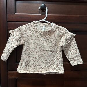 Leaf Pattern Beige Kids Long Sleeve Shirt